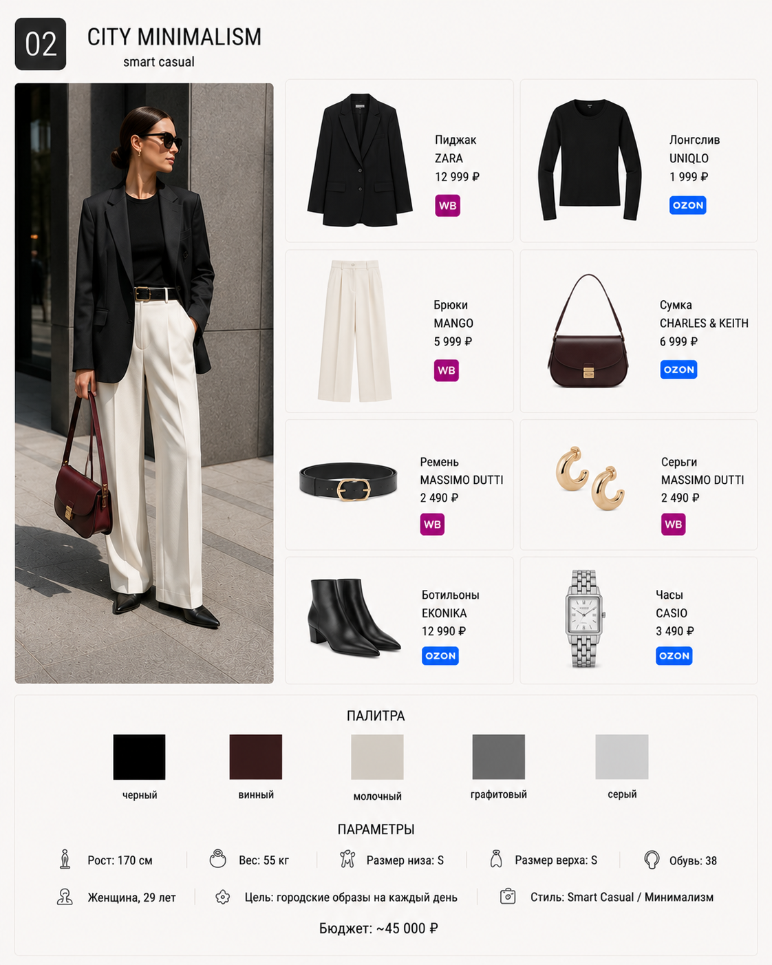 Пример лукбука: smart casual